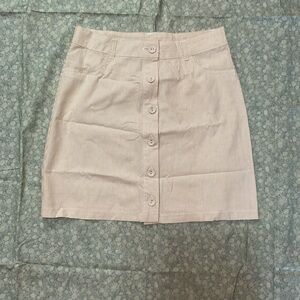 Striped Yellow Tan Button-Front Skirt